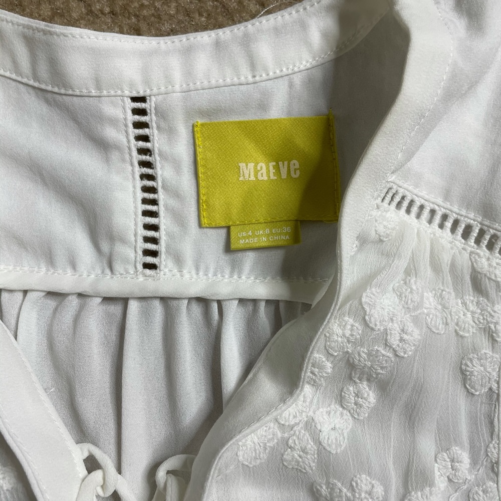 Maeve Anthropologie chiffon lace up blouse - Picture 2 of 5